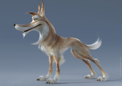 Character design 3D d'un chien de profil