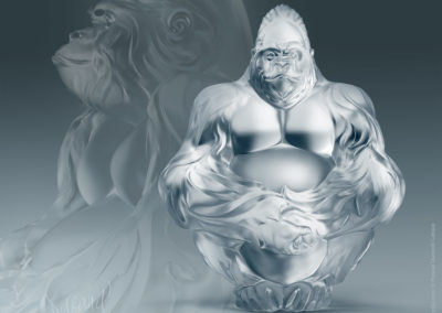 Gorille modélisé en 3D pour création d'une statuette en cristal