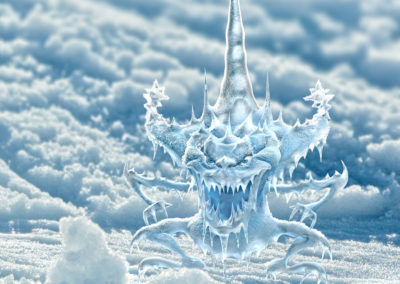 Petit monstre en 3D représentant l'hiver