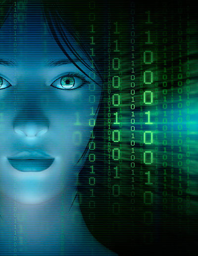 Visage 3d d'une femme virtuelle pour l'Intelligence Artificielle