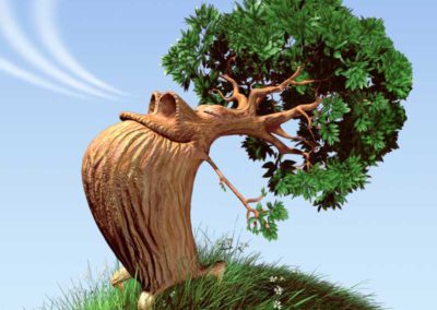 Illustration 3D d'un arbre respirant à plein poumons