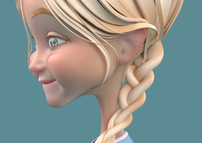 Character design 3D d'une fillette de profil