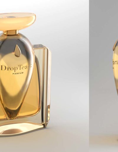 Flacon de parfum DropTears doré en 3D